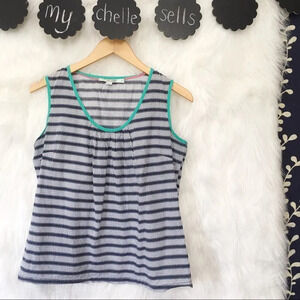 BODEN Cotton Scoop‎ Sleeveless Striped Geometric Print Top